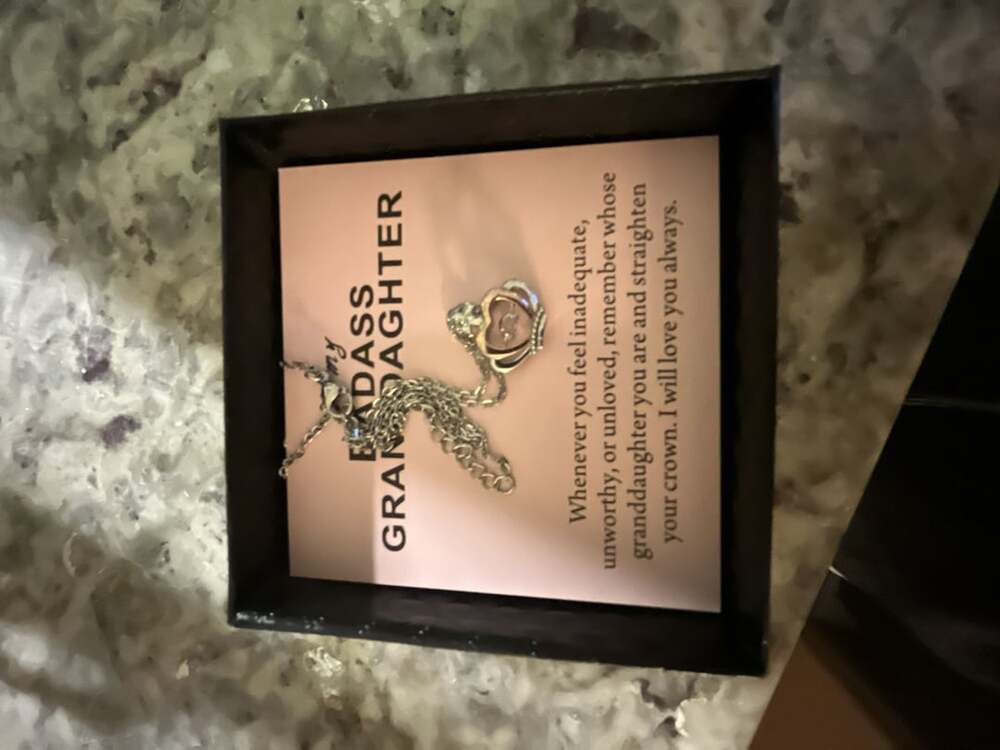 To My Badass Granddaughter Crown Heart Pendant Necklace